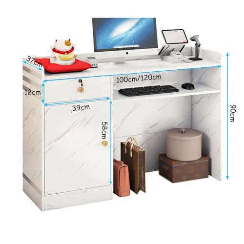 Modern Reception Desk, Small Salon Reception Desk With Counter, Retail Checkout Reception Counter, Simple Cashier Desk For Beauty Salon, Supermarket, Convenience Store ,Clothing Store ,Milk Tea Shop,