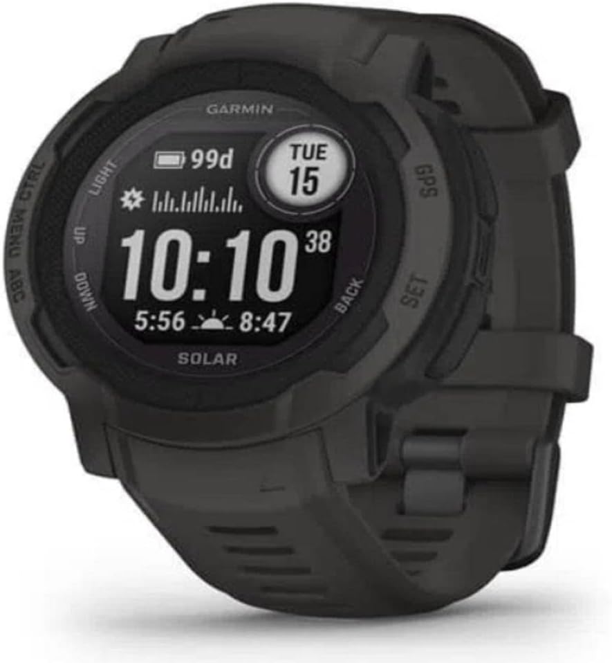 Garmin Instinct 2 Solar, GPS Outdoor Watch, Solar Charging Capabilities, Multi-GNSS Support, Tracbak Routing, Graphite