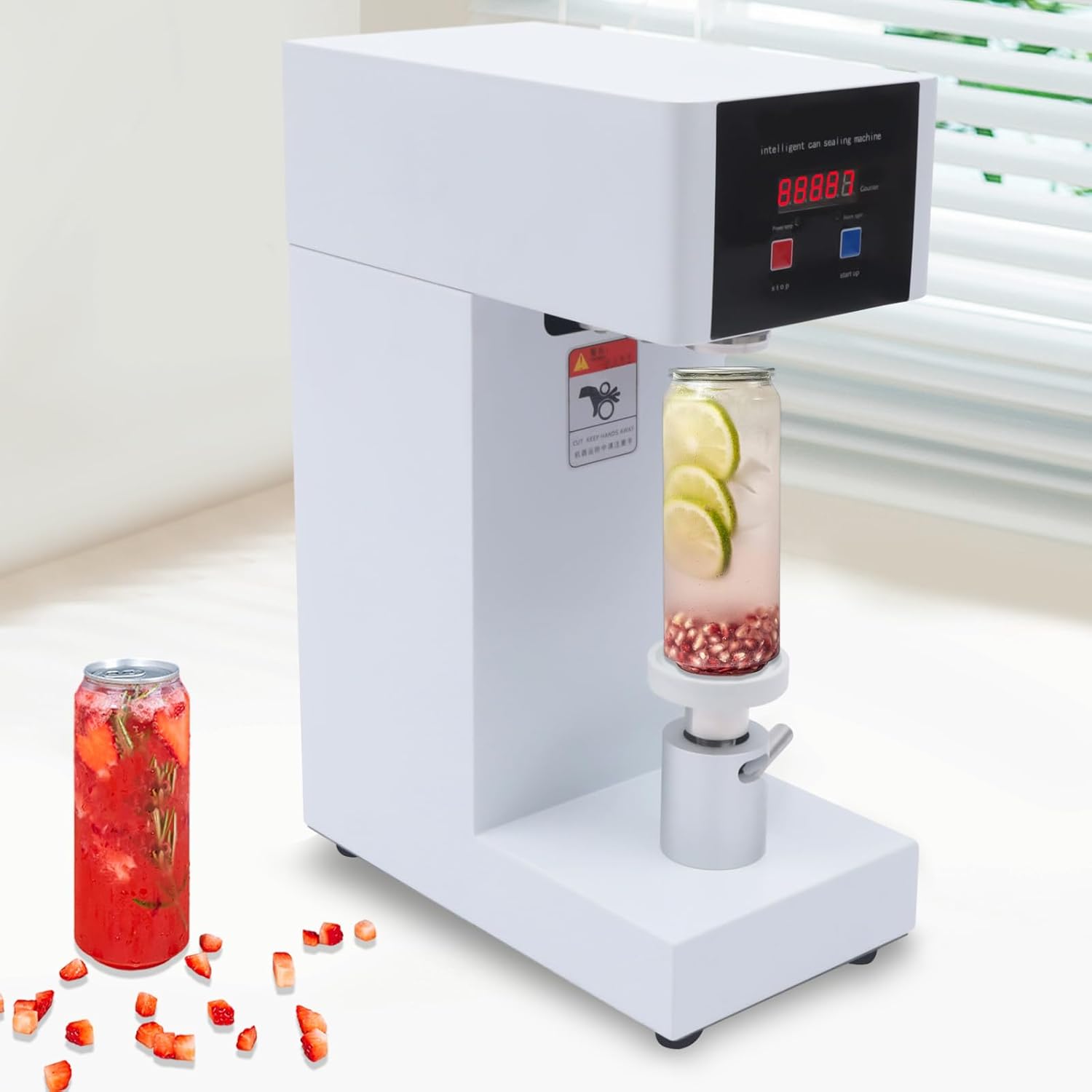 Automatic Can Sealing Machine, 2.2Inch Sealing Machine, 14.5-20Cm Height Impulse Sealer, Suitable for Use at Home, Bar, Cafe, Restaurant, Beverage Store, Fast Food Restaurant