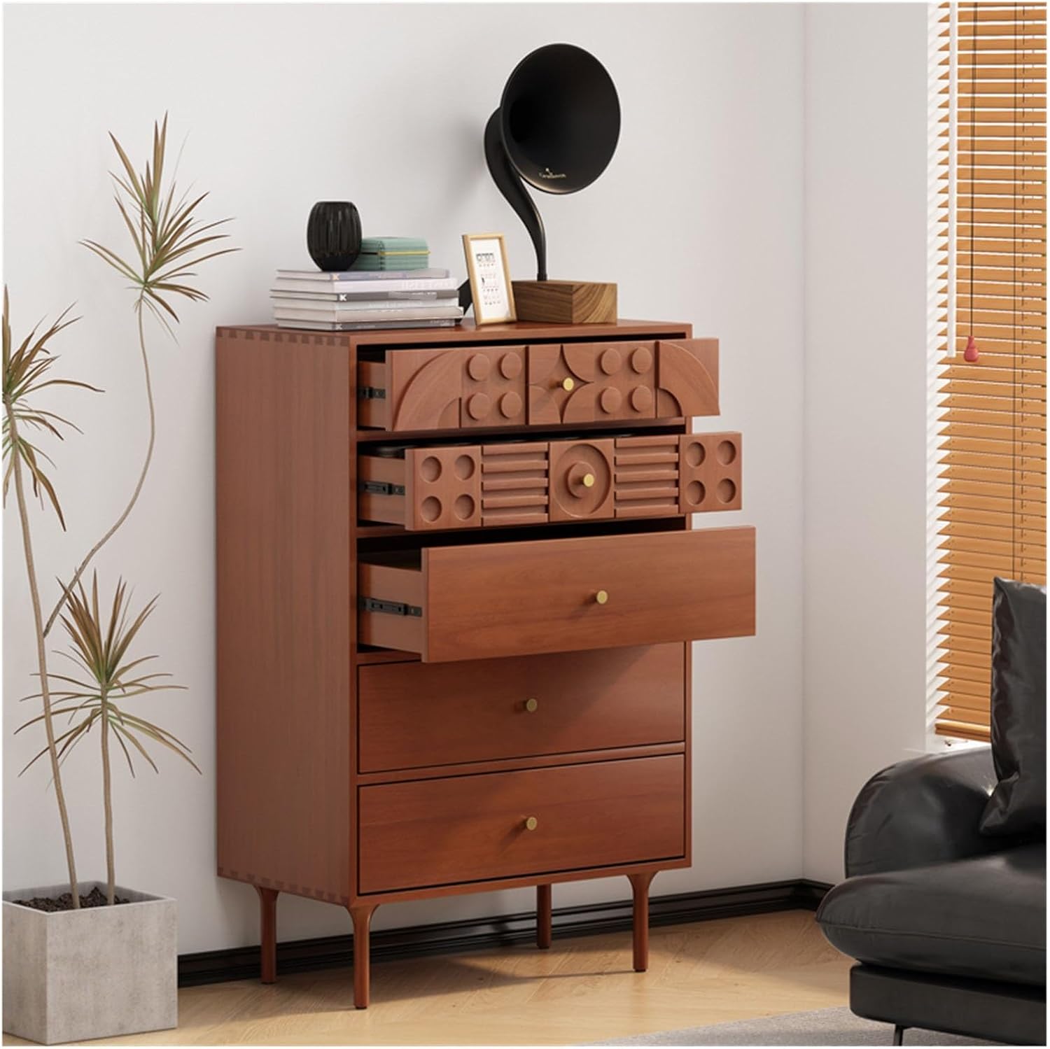 bedroom drawers 5 Drawer Dresser, Chest of Drawers with Gold Handles, Wood Dresser with Legs, Nightstand with Drawers for Bedroom, Living Room bedroom furniture for small room