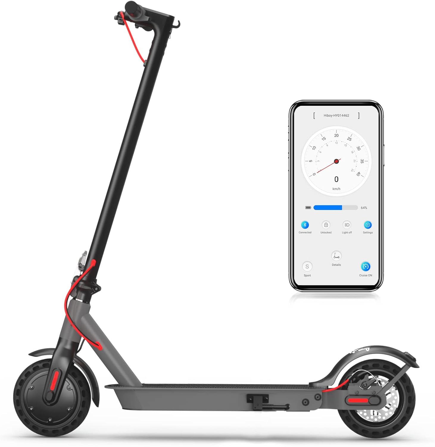 Hiboy S2 Electric Scooter - 8.5" Solid Tires - Up to 17 Miles Long-Range & 19 MPH Portable Folding Commuting Scooter for Adults with Double Braking System and App (Optional Seat)