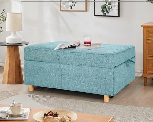 Sleeper Sofa Chair Bed,4-in-1 Convertible Sofa Bed Chair with 6 Adjustable Backrest and Pillow, 3-Seat Pull Out Sleeper Bed Linen Fabric Modern for Bedroom Small Space Living Room Office, Black
