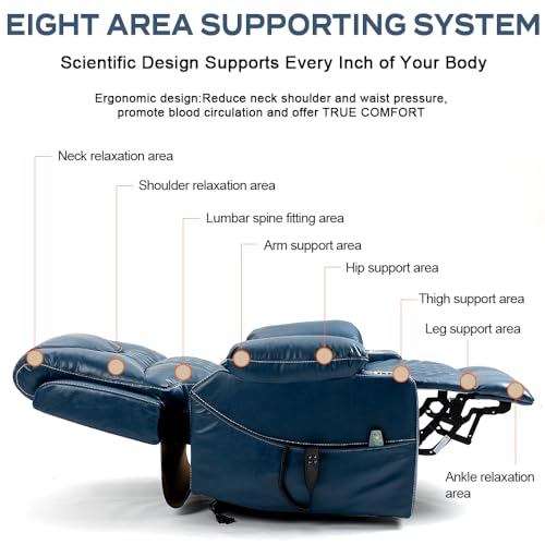 Lay Flat Lift Recliner/Recliner Chairs for Adults/Lift Chair Recliners for Elderly，Massage Recliner with Heat/Cup Holder Suitable for People up to 6Ft 3In/400lb Range (S3 Brow Leather)…