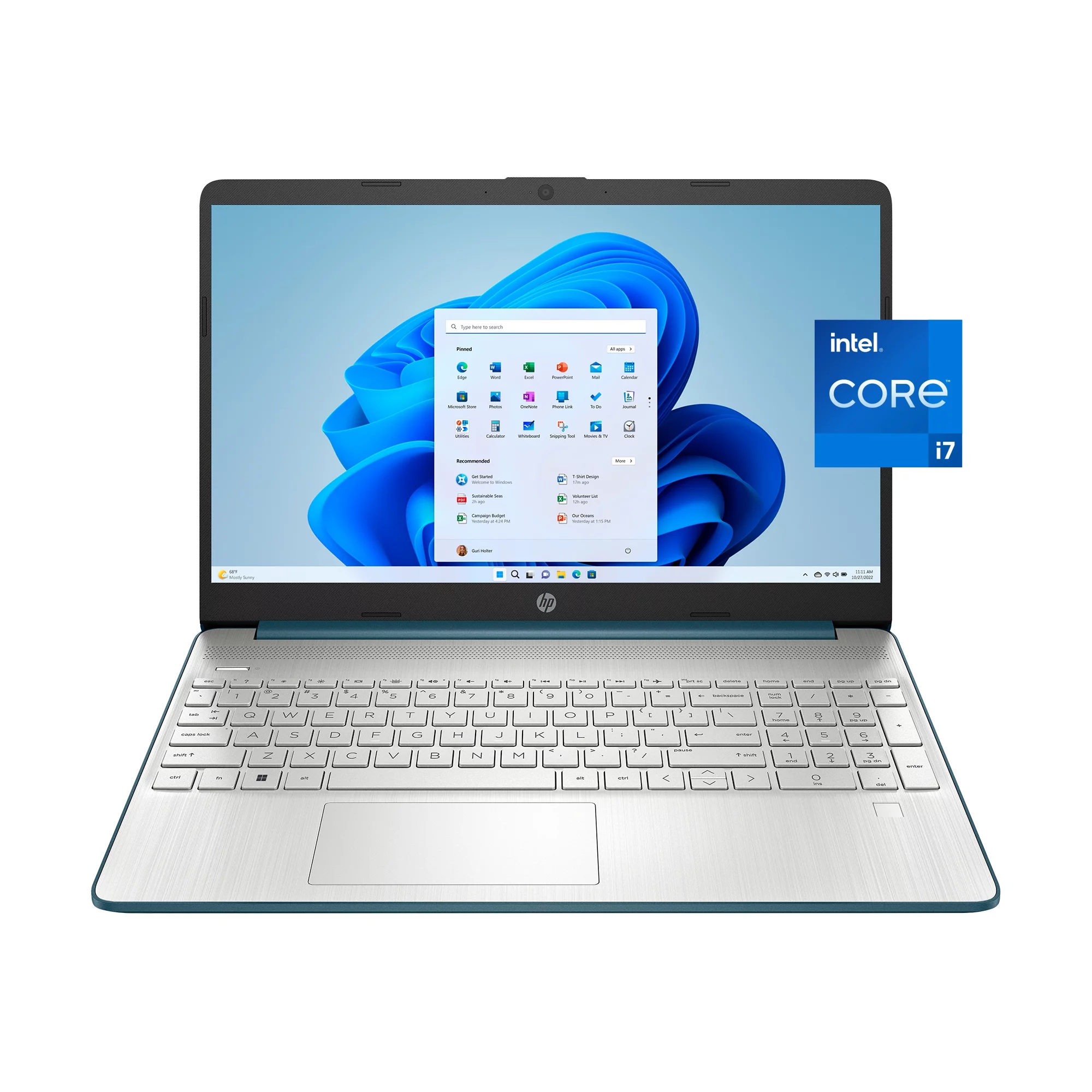 HP 15.6" FHD Laptop, Intel Core i7-1165G7, 16GB RAM, 512GB SSD, Spruce Blue, Windows 11 Home, 15-dy2762wm