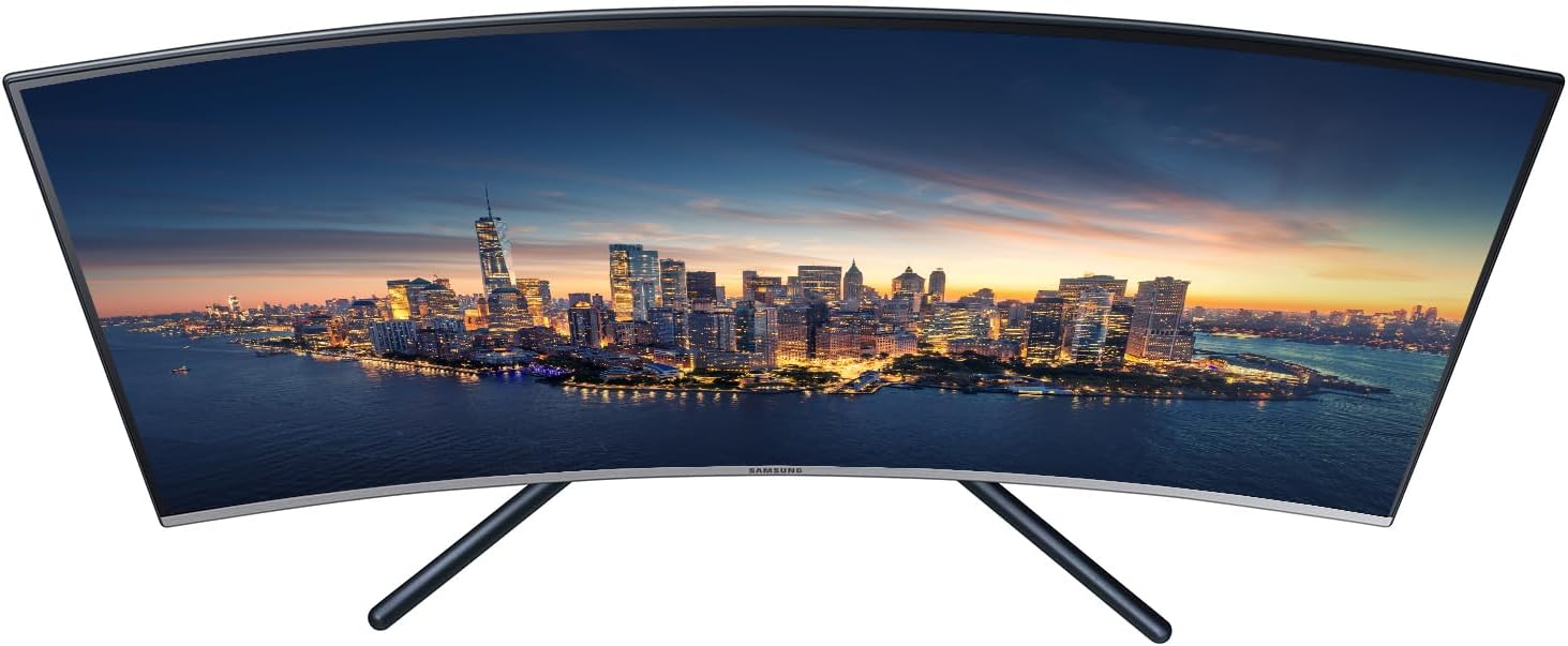 Samsung UR59 32-inch Curved 2160P 4K UHD Borderless IPS LCD ViewFinity Monitor, 2-Pack Bundle with, DisplayPort, HDMI, USB - Desk Mount Dual Monitor Stand (U32R590CWN), silver