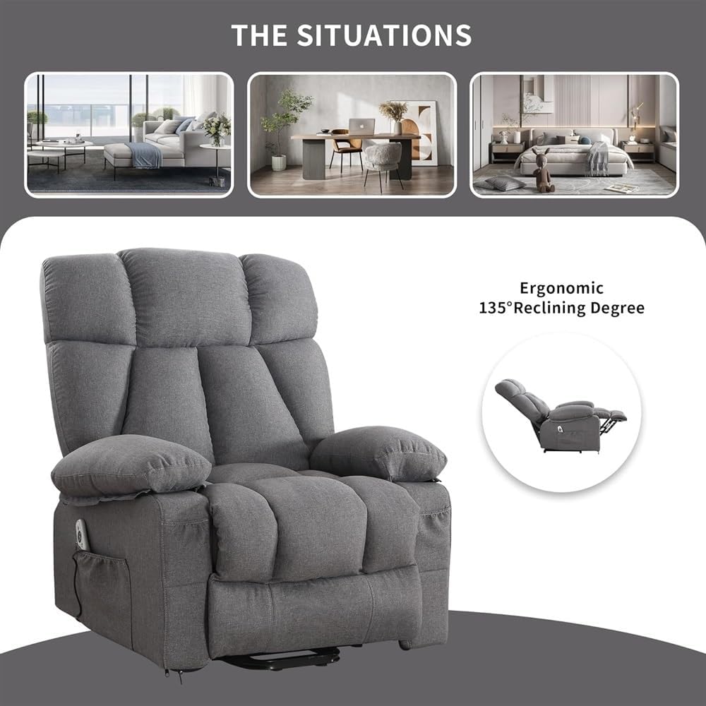 Power Lift Recliner Chair Recliners for Elderly - Lounge Sofa Home Theater Seating with Massage for Adults - Lazy Boy Glider Recliner Nursery Chair for Living Room Electric Recliners Chair