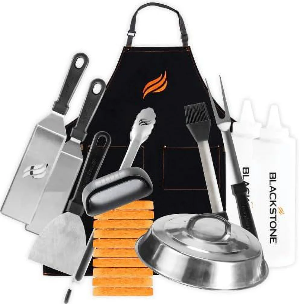 22 inch Blackstone Griddle with Hood, and Grill Stand, Outdoor Flat Top Grill Propane Portable Gas Grill, BBQ Grill with Blackstone Accessories, Seasoning, and Wholesalehome Gloves & Cloth Included