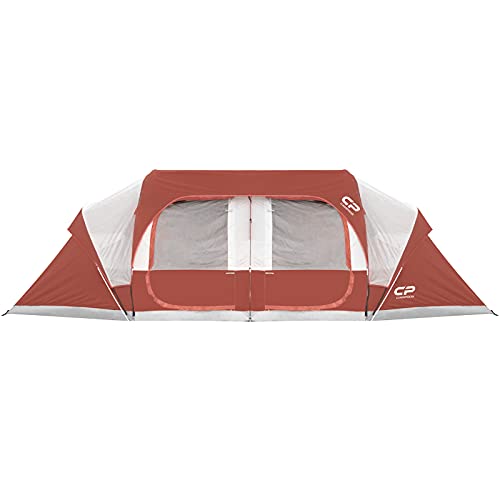 CAMPROS CP Tent 12-Person-Camping-Tents,3 Room Family Tents,Waterproof Windproof Family Tent with Top Rainfly,6 Large Mesh Windows,Double Layer,Easy Set Up, Portable with Carry Bag-20' x 9' x 72"(H)
