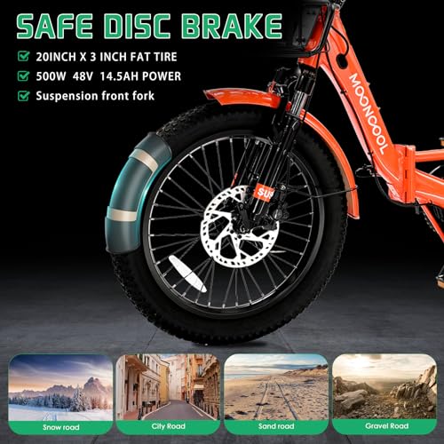ABORON Electric Tricycle for Adults, Aluminum 20" E-Trike, 500W Power 48V 14.5Ah Lithium Battery UL Certified, Front Suspension 3 Wheels Ebike, Front Basket