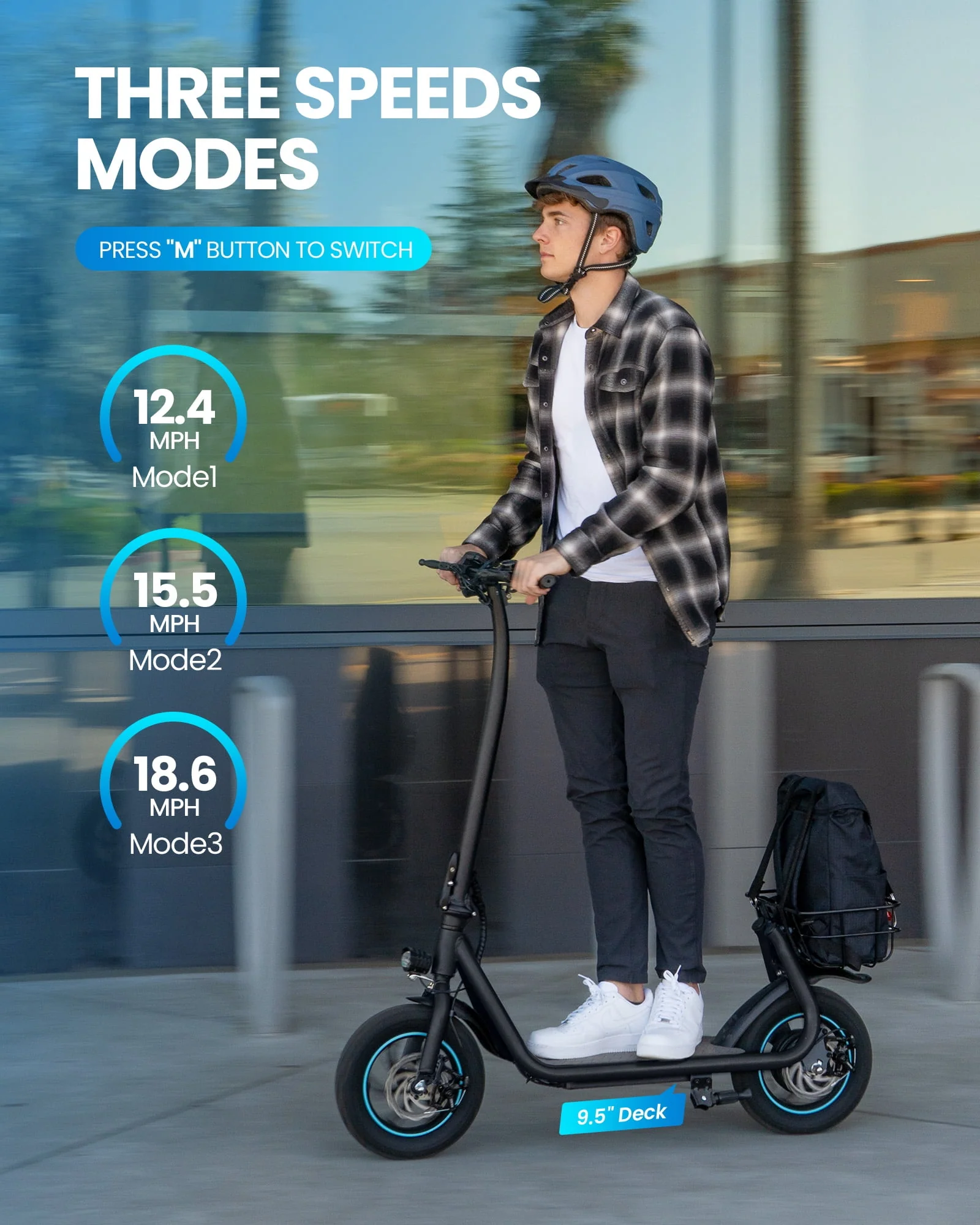 Kistp 550W Electric Scooter for Adults, 12 inch Commuter Electric Scooter with Basket and Wide Deck - up to 20 Miles 18.6MPH-Blue