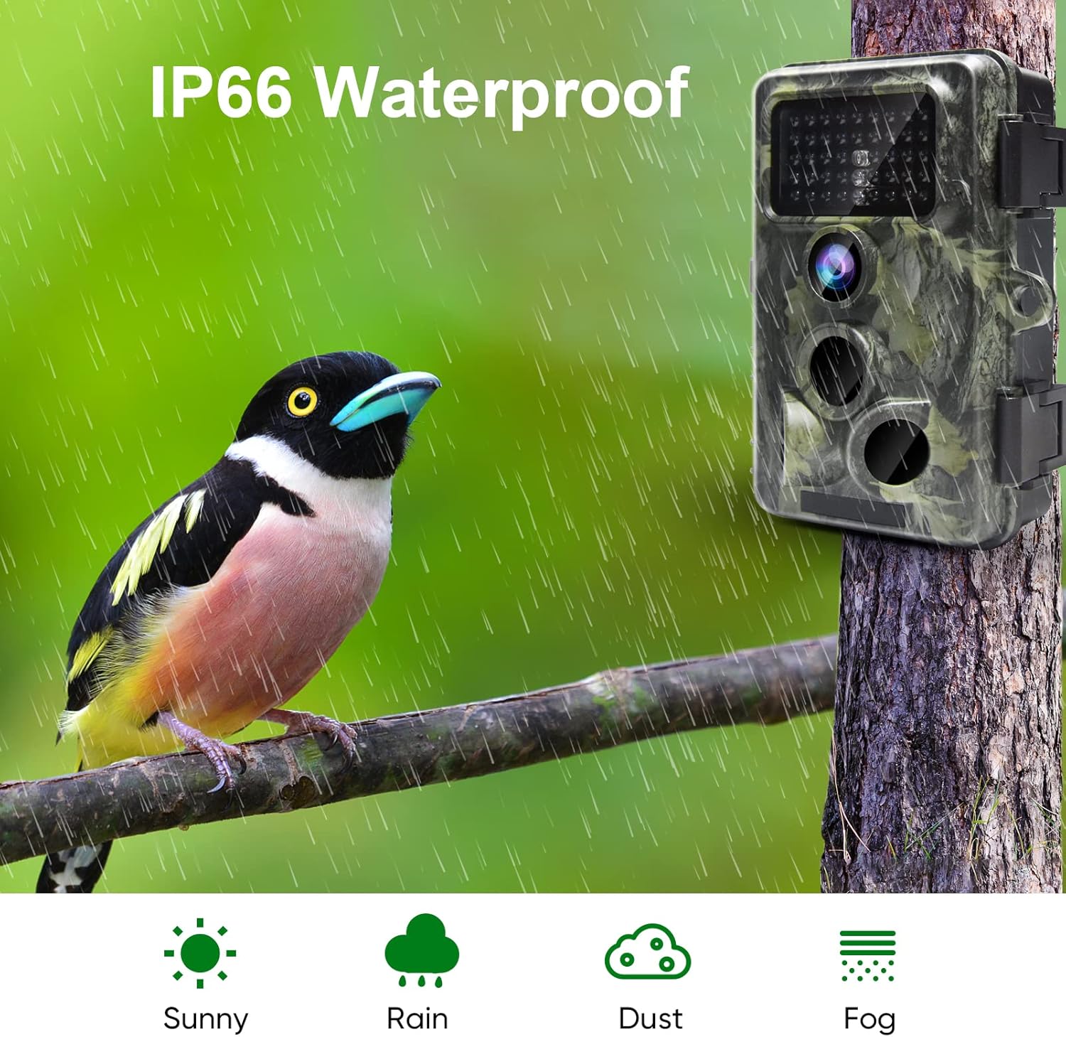 4K 30MP WiFi Trail Camera, Bluetooth APP Control 940nm No Glow Night Vision Hunting Game Camera 3 PIR 120° Wide 65ft Trigger IP66 Waterproof 2.4”LCD Screen for Wildlife Monitoring