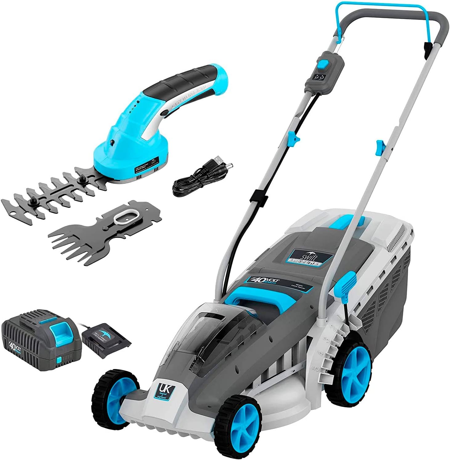 Cordless Lawn Mower, 18 Inch Lightweight Lawn Mower, 40V Lithium-ion Lawnmower w/Brushless Motor, 5 Cutting Heights Adjustable -Low Noise 2 in 1 Push Mower