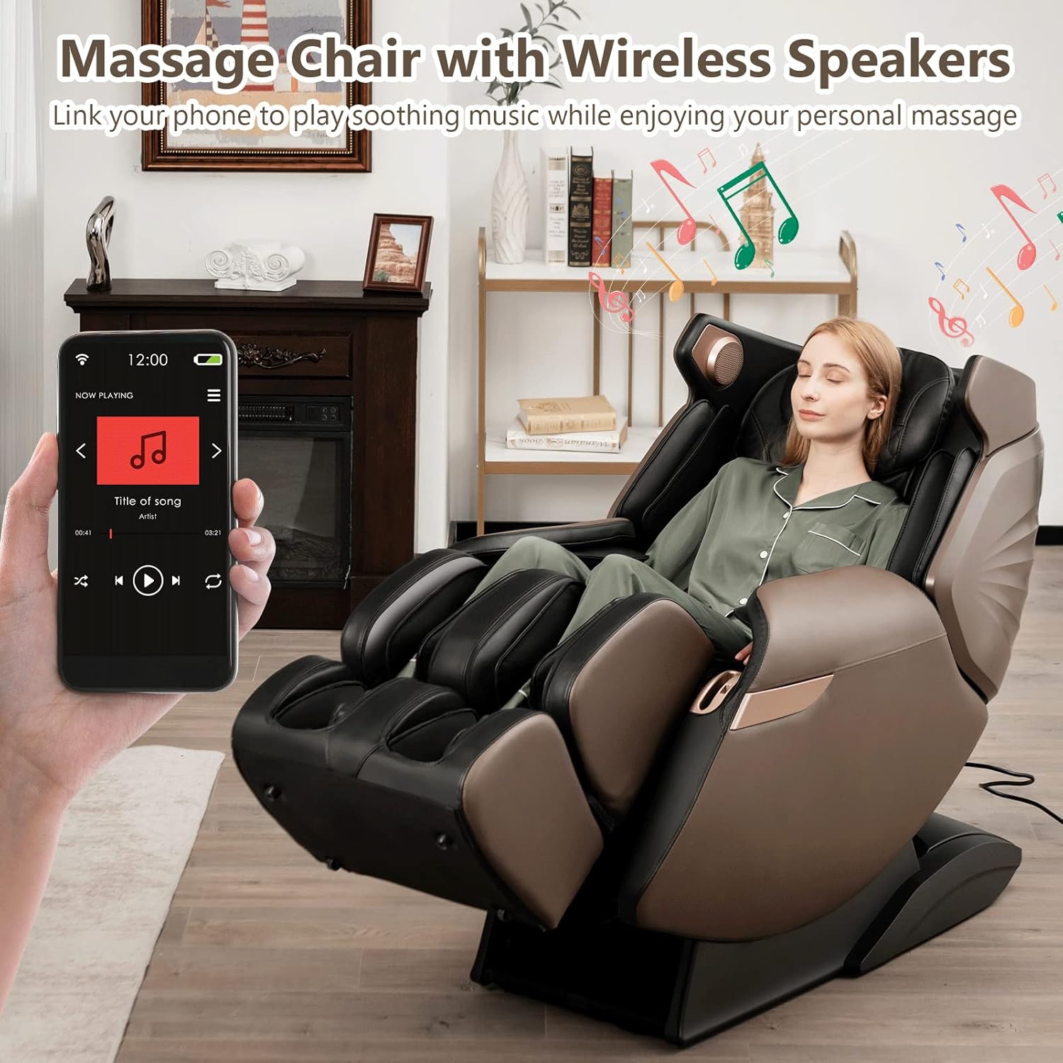 Giantex Massage Chair Full Body - 3D Electric Zero Gravity Shiatsu Massage Recliner Chair with 55” SL Track, Waist Heaters, Airbag Massage, Foot Rollers, 4 Auto Modes, Blue-tooth Speaker