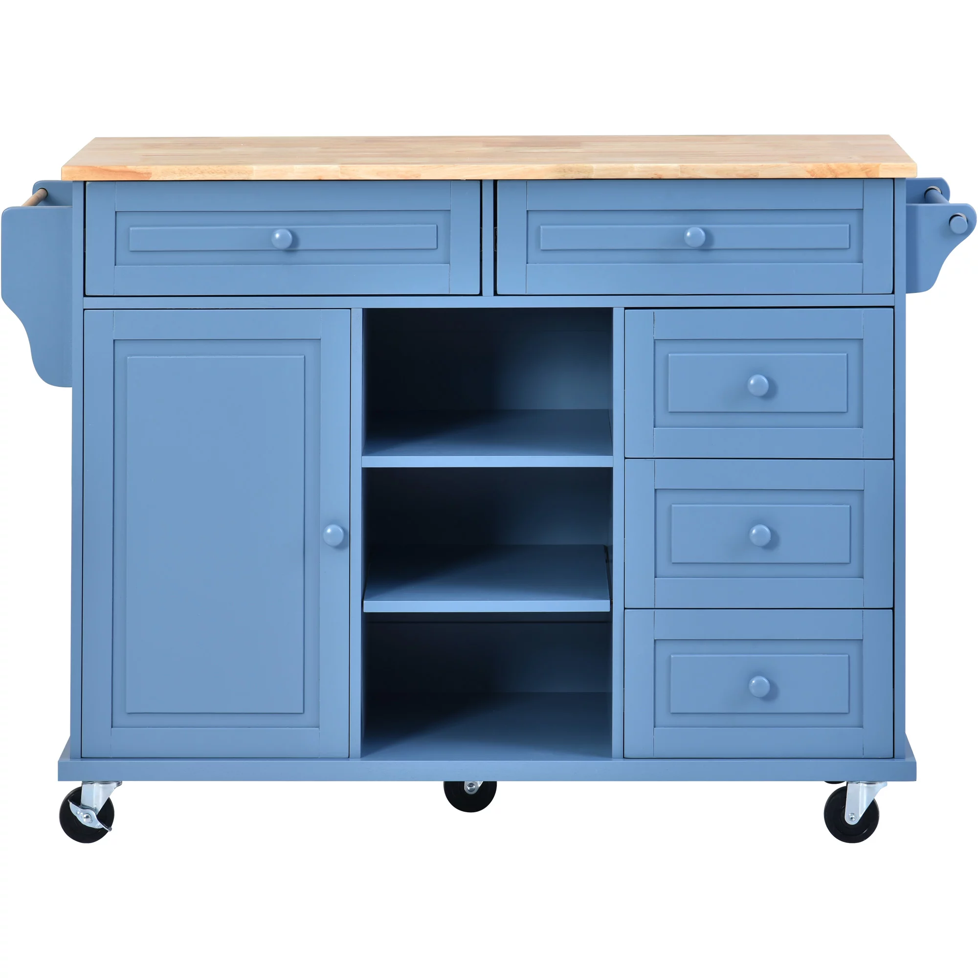 Hombay Mobile Kitchen Island Cart with Doors Drawers, Rolling Sideboard Storage Cabinet Trolley, Towel Holder, Spice Rack with Lockable Wheels