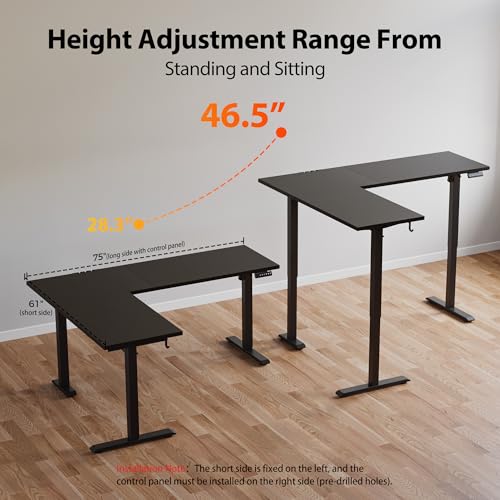Agilestic L Shaped Electric Standing Desk with 2 Drawers, 63 Inch Ergonomic Adjustable Height Desk with Storage, Corner Desk Sit Stand up Computer Table for Work Office Home, Rustic Brown