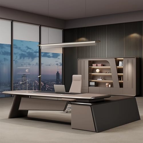 Home Office Computer Desk with Drawer, 94.4" Executive Desk with Storage Cabinet, Business Furniture Set Workstation for Home Office with USB Power Outlet