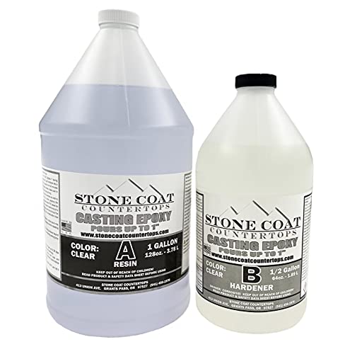 Super Cast 1.5 Gallon Epoxy Kit (Stone Coat Countertops) – DIY Epoxy Resin Kit for Woodworking, River Tables, and Filling Large Voids Up to 2 Inches Thick! Deep Pour Epoxy is Clear and Colorable!
