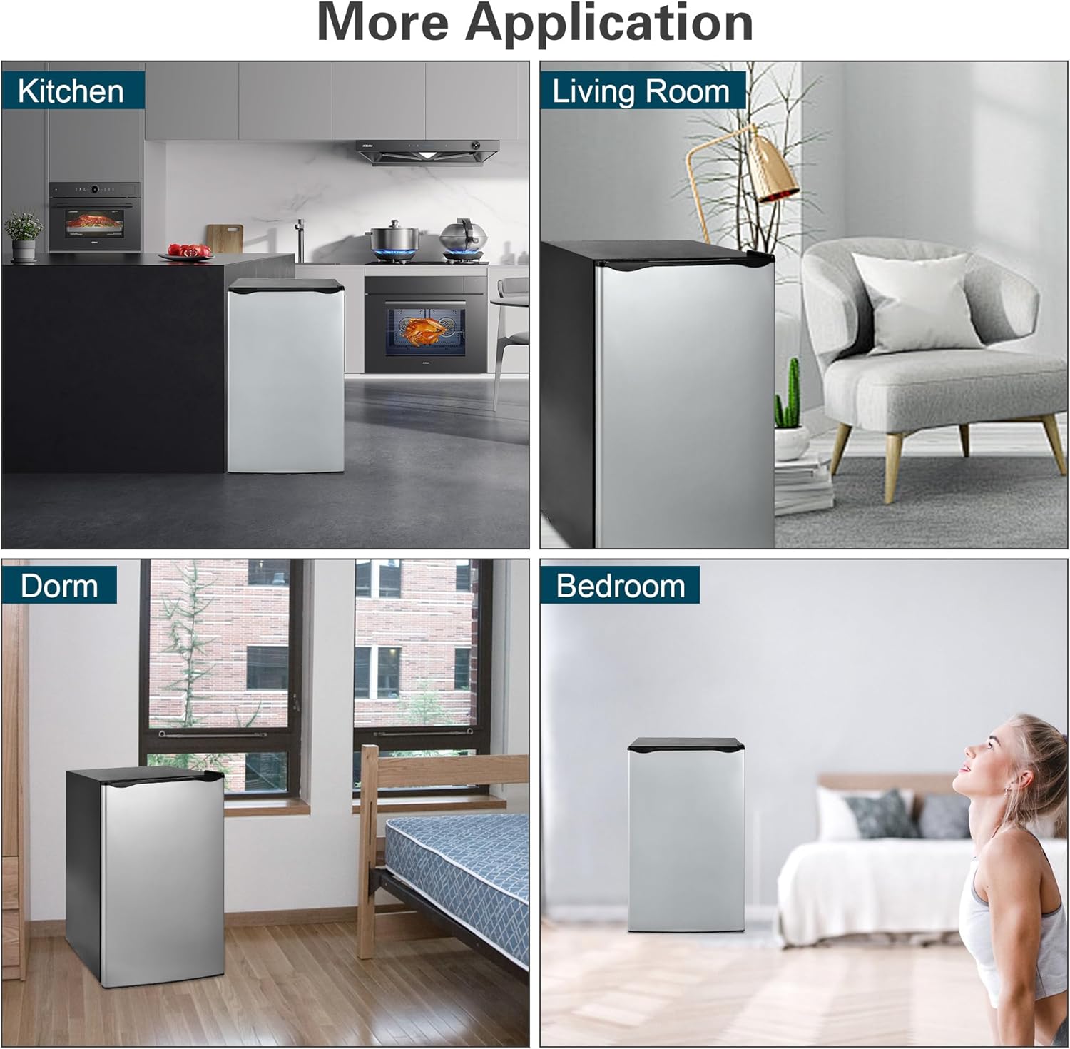 3.1 Cu. Ft. Mini Fridge with Freezer, Single Door Mini Refrigerator, Compact Fridge Adjustable Thermostat, Small Fridge for Bedroom, Office, Dorm, Silver