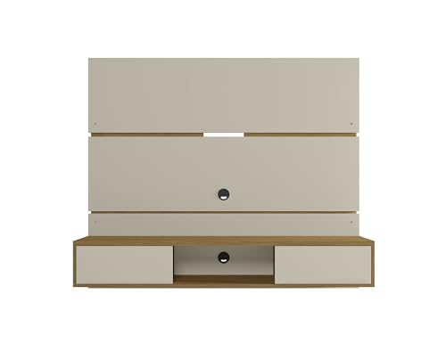 Manhattan Comfort Vernon 62.99 Floating Wall Entertainment Center in Off White and Cinnamon