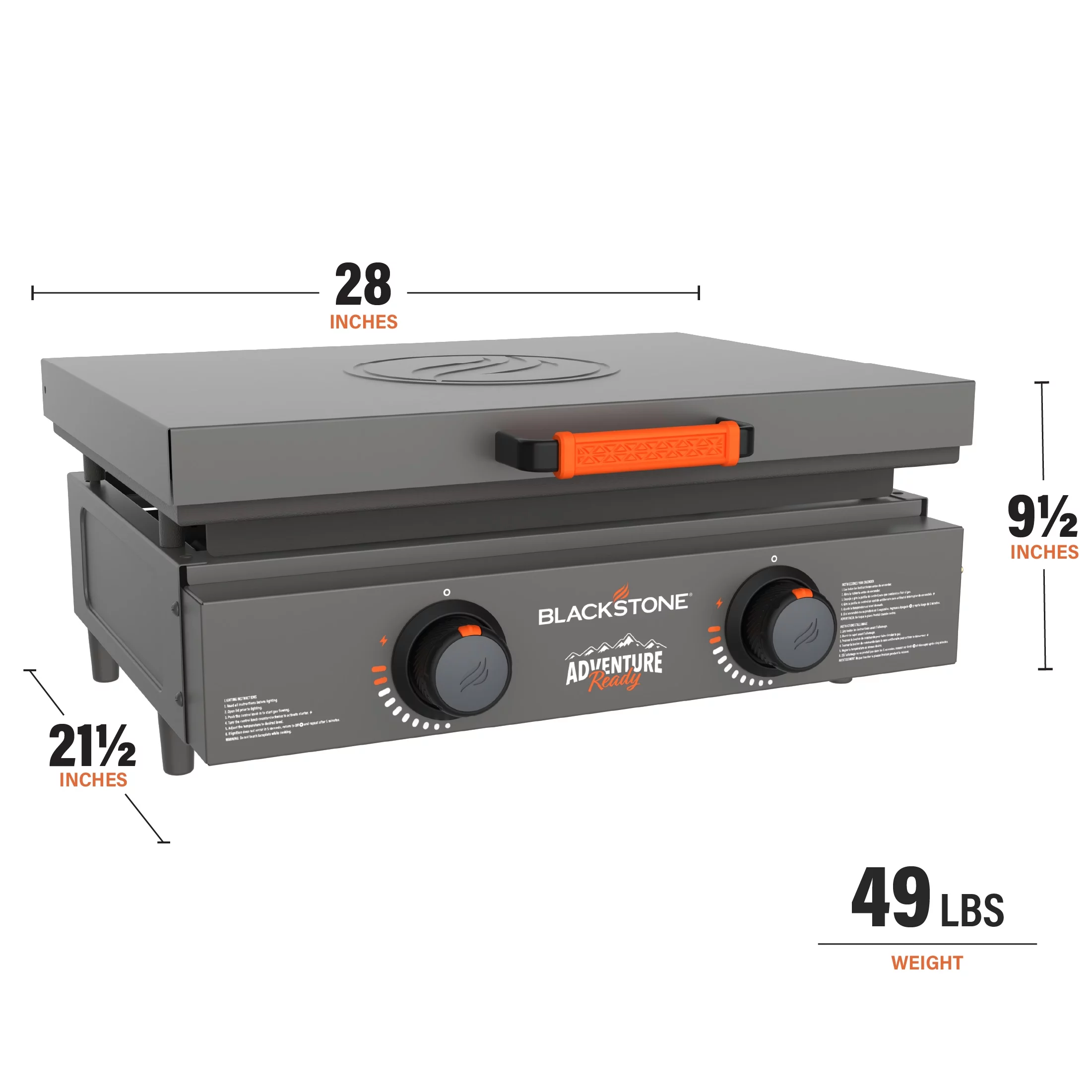 Blackstone Adventure Ready 2-Burner 22 Propane Griddle with Hard Cover in Black