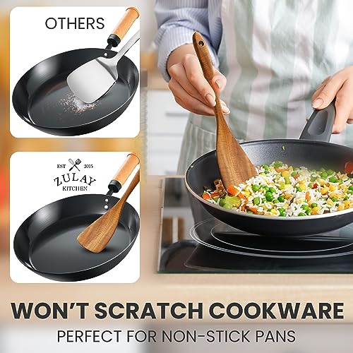 Zulay Kitchen 30-Piece Teak Wooden Utensils for Cooking - Natural Teak Utensil Set with Premium Gift Box - Non-Stick Wooden Spoons for Cooking - Kitchen Gift Set - Comfortable Grip Wooden Utensil Set