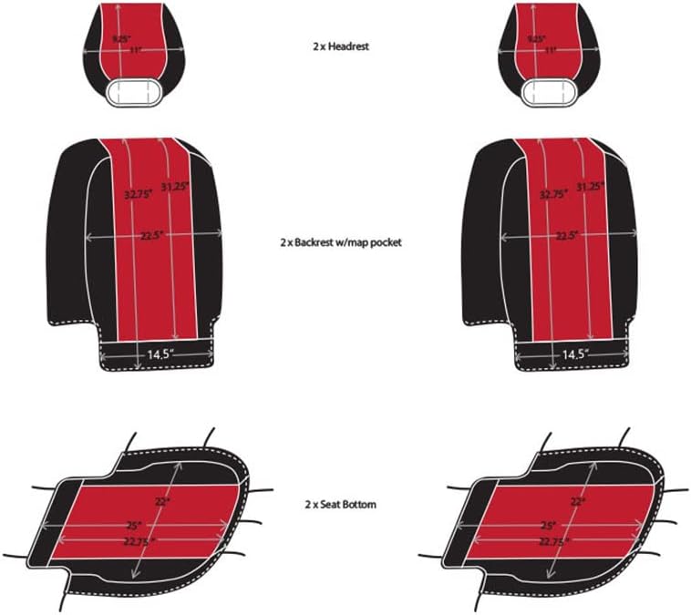 CarsCover Custom Fit 2004-2008 Ford F150 Pickup Truck Neoprene Car Front Seat Covers Red Rose & Black Sides Driver & Passenger Cover