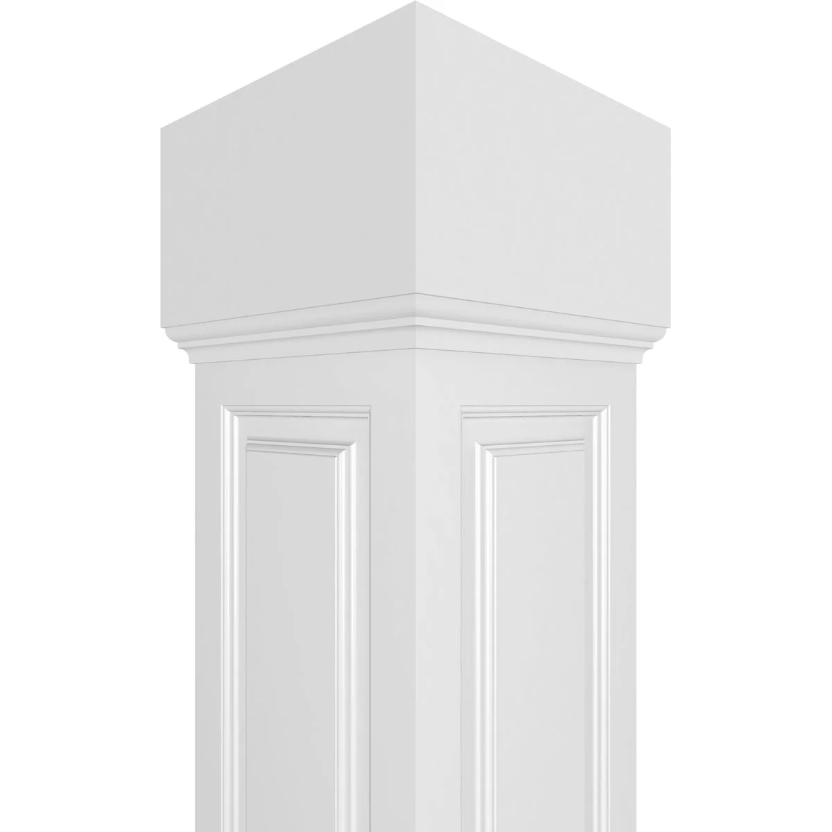Ekena Millwork 10"W x 9'H Premium Square Non-Tapered Raised Panel PVC Endura-Craft Column Wrap Kit, Mission Capital & Base