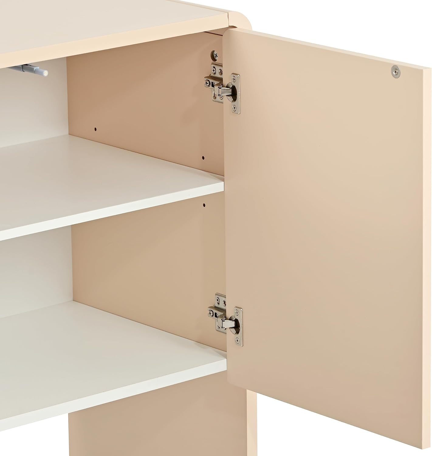Large 60" Storage Sideboard with 4 Doors, Adjustable Shelves and Rebound Device, Minimalist Style Buffet Cabinet for Living Room and Entryway, Apricot Cream