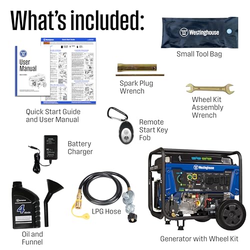 Westinghouse 12500 Peak Watt Tri-Fuel Home Backup Portable Generator, Remote Electric Start, Transfer Switch Ready, Gas, Propane, and Natural Gas Powered