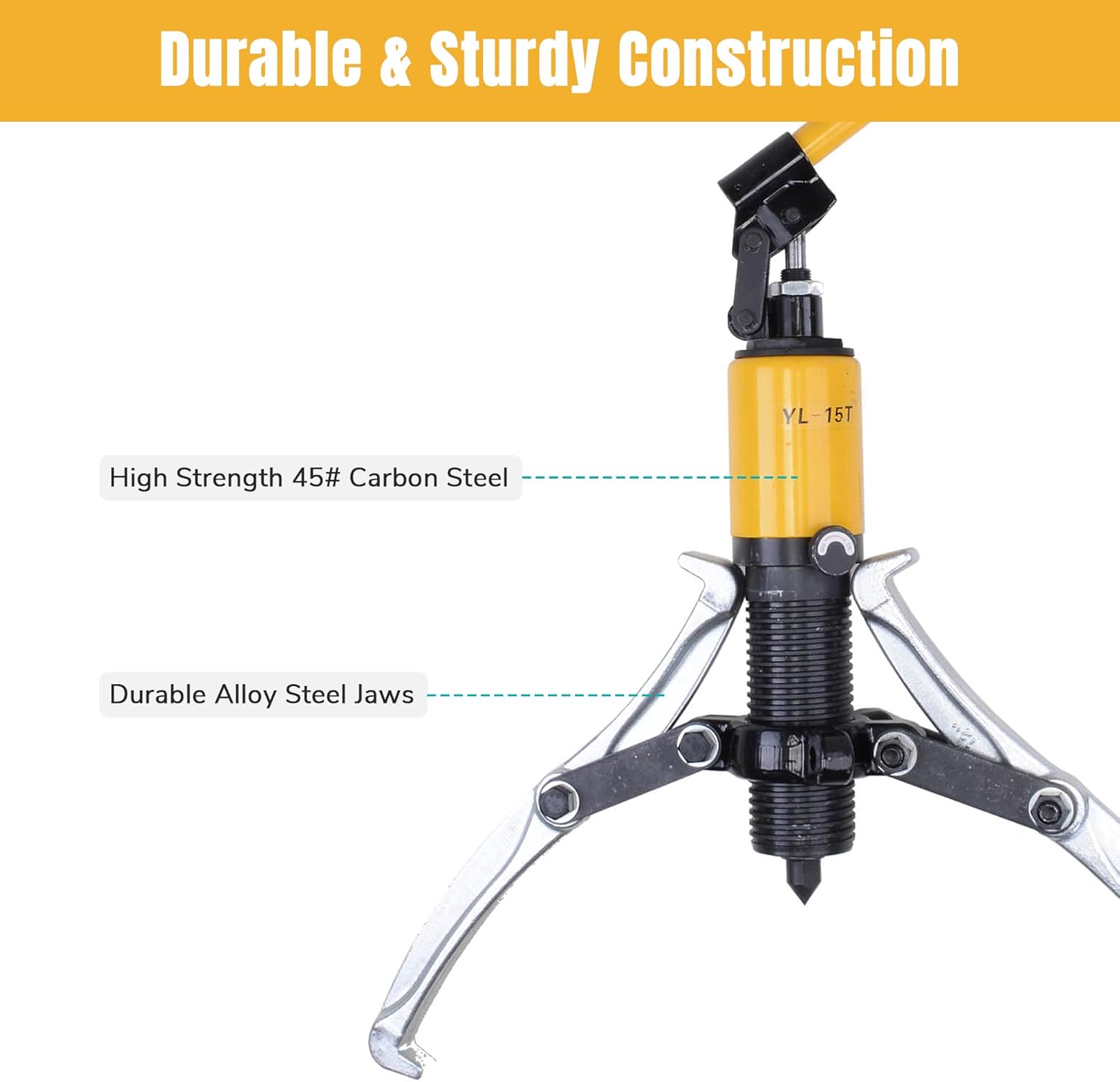 Yescom 3-Jaw Hydraulic Gear Puller Set 15 Ton Wheel Bearing Pulling Separator w/Case