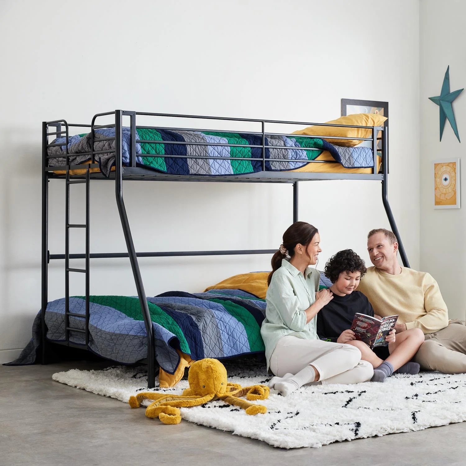 DHP Daven Easy Assembly Twin-over-Full Metal Bunk Bed, Black