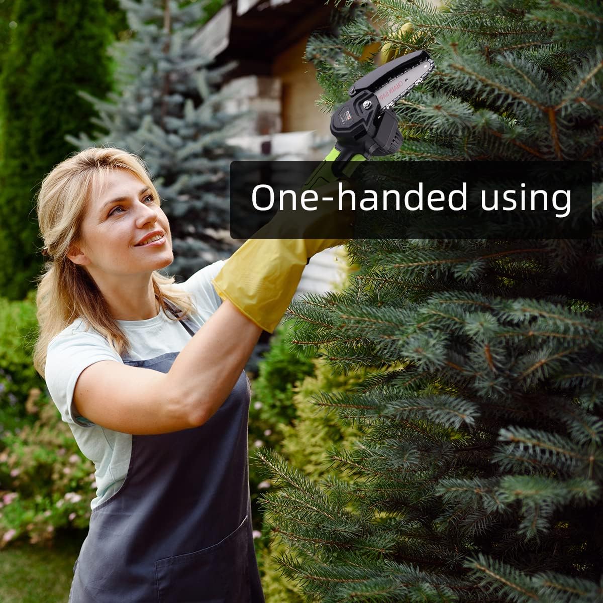 DOCFUN Mini Chainsaw Cordless with 2 Pcs 24V Rechargeable Battery, Portable One-Handed Chainsaw for Tree Trimming Branch Wood Cutting and Gardening Pack of 2