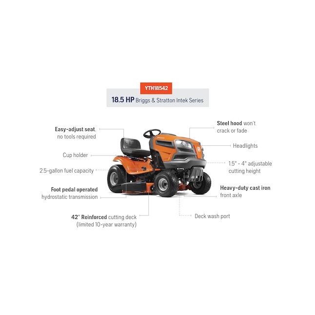 Husqvarna YTH18542 42-in 18.5-HP Gas Riding Lawn Mower