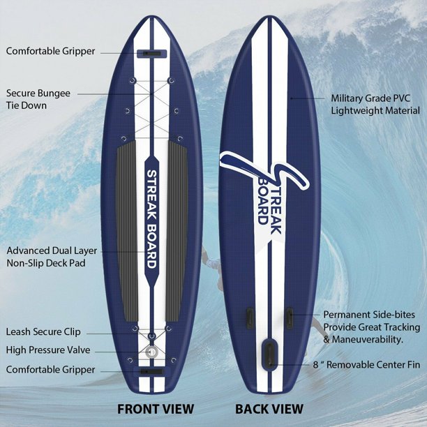 Arlopu 11ft Inflatable Stand Up Paddle Board 6'' Thick Non-Slip Deck W/ Aluminum Paddle, Leash, Backpack