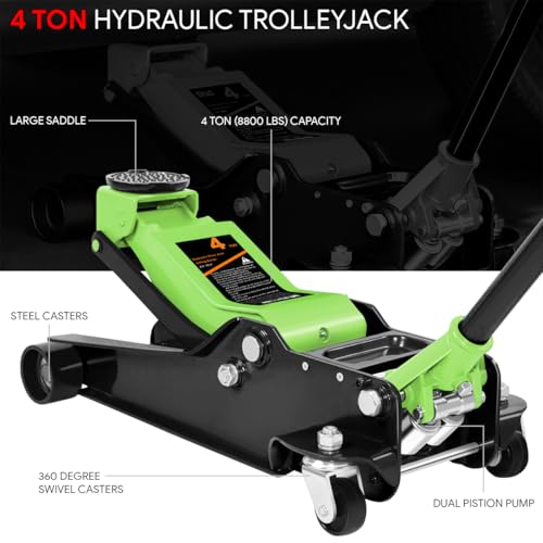 DNA MOTORING Floor Jack 3 Ton (6000 lbs) Capacity, Fast Lift Service Jack Low Profile Steel Heavy Duty Hydraulic Car Jack, Lifting Range 3"-20", Black, TOOLS-00475-BK