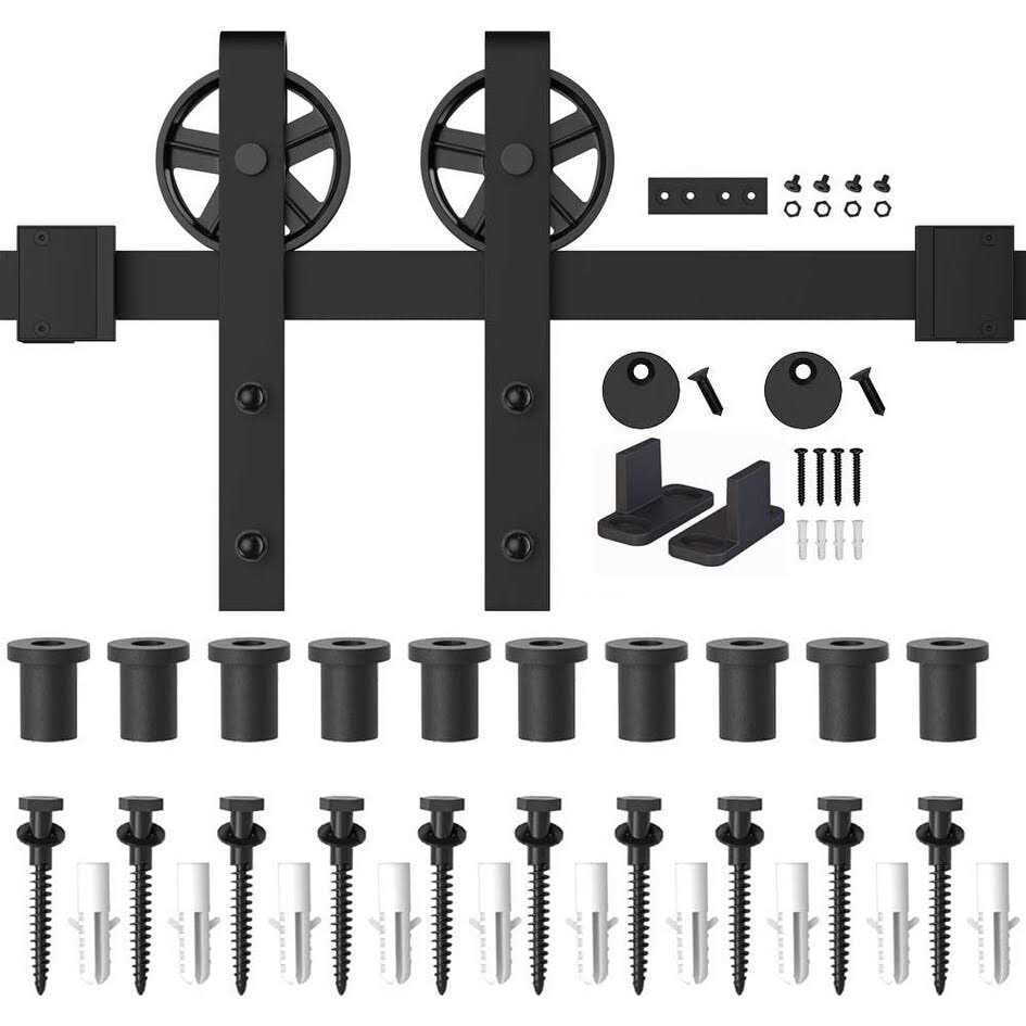 WINSOON Black Sliding Barn Door Hardware Kit for Single - Shop Hardware Tools Online Store