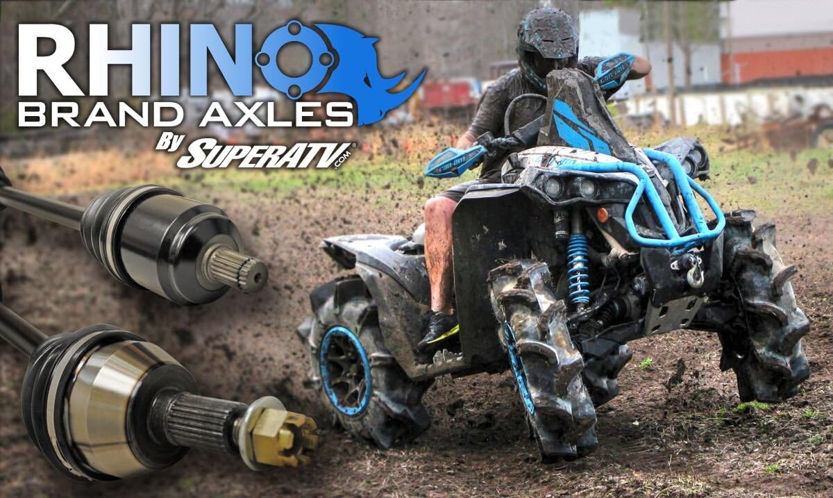 SuperATV Heavy Duty Rhino Brand Front Right Axle for Gen 2 Can-Am Outlander 500/650 / 800/1000 (2012-2018) - For Use With 6" Lift - FRONT RIGHT