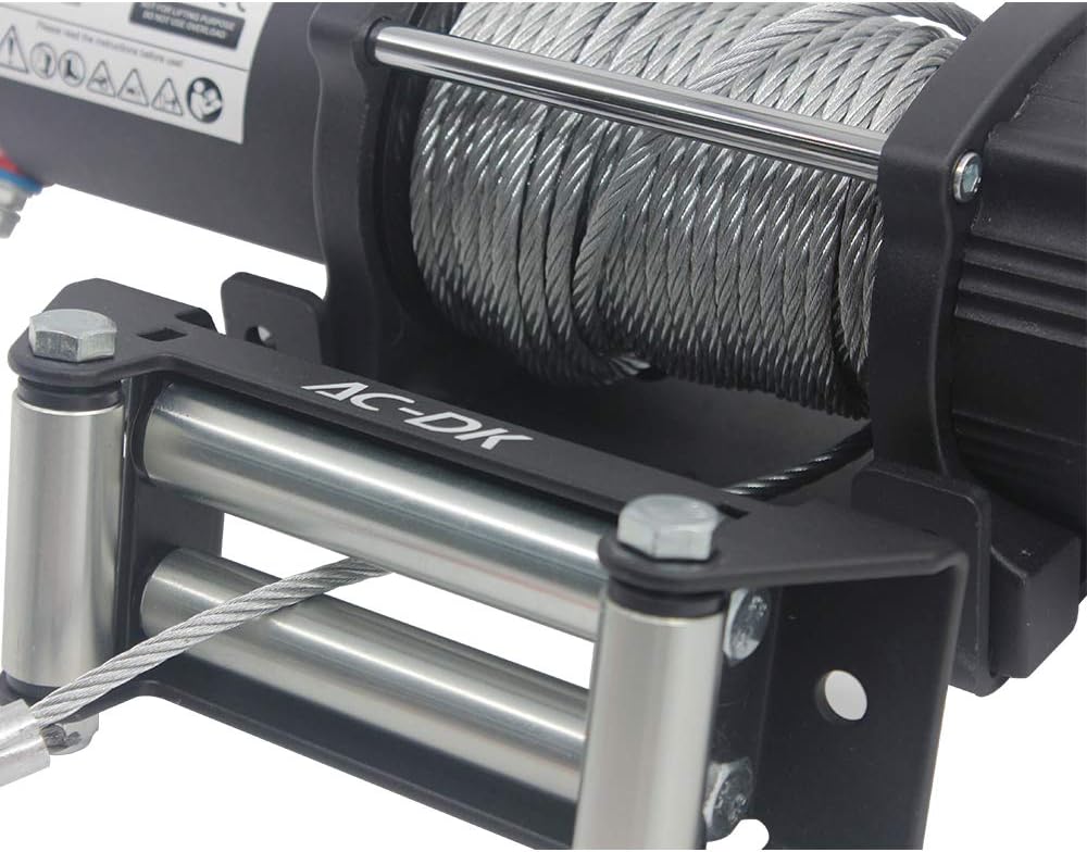 AC-DK 5500 lb. Advanced Electric Winch Kits for Towing ATV/UTV Off Road Trailer, 12V Winch with Galvanized Steel Wire Rope, Waterproof Winch with Wireless Remote Control Mounting Bracket