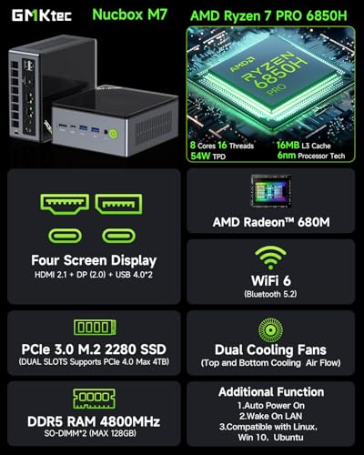 GMKtec Gaming PC, K11 AMD Ryzen 9 8945HS(8C/16T, Up to 5.2GHz), 32GB DDR5 RAM 1TB Mini PC Desktop Computer, Oculink, Dual NIC 2.5GbE LAN, HDMI/DisplayPort/USB4*2