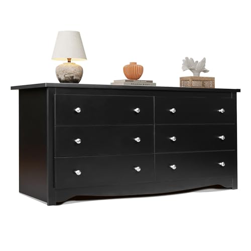 WLIVE Wood Dresser with 5 Drawers, Black Wooden Storage Cabinet, Organizer Drawers for Bedroom, Living Room, Hallway, Measuring 15.75" W * 31.50" D * 45.35" H ﻿