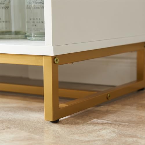 Home Source Wine Bar Cabinet with Wine Rack, 51" Home Bar Furniture for Wine/Liquor/Alcohol, Whiskey Hutch Cabinet for Dinning Room, Vineras Modernas para Sala, White