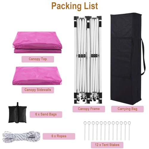 10x20 White Pop Up Canopy Tent Heavy Duty with 6 sidewalls Commercial Outdoor Party Tent Event Wedding Tents Instant Canopy Gazebo with Carry Bag UPF 50+ Waterproof Adjustable Height