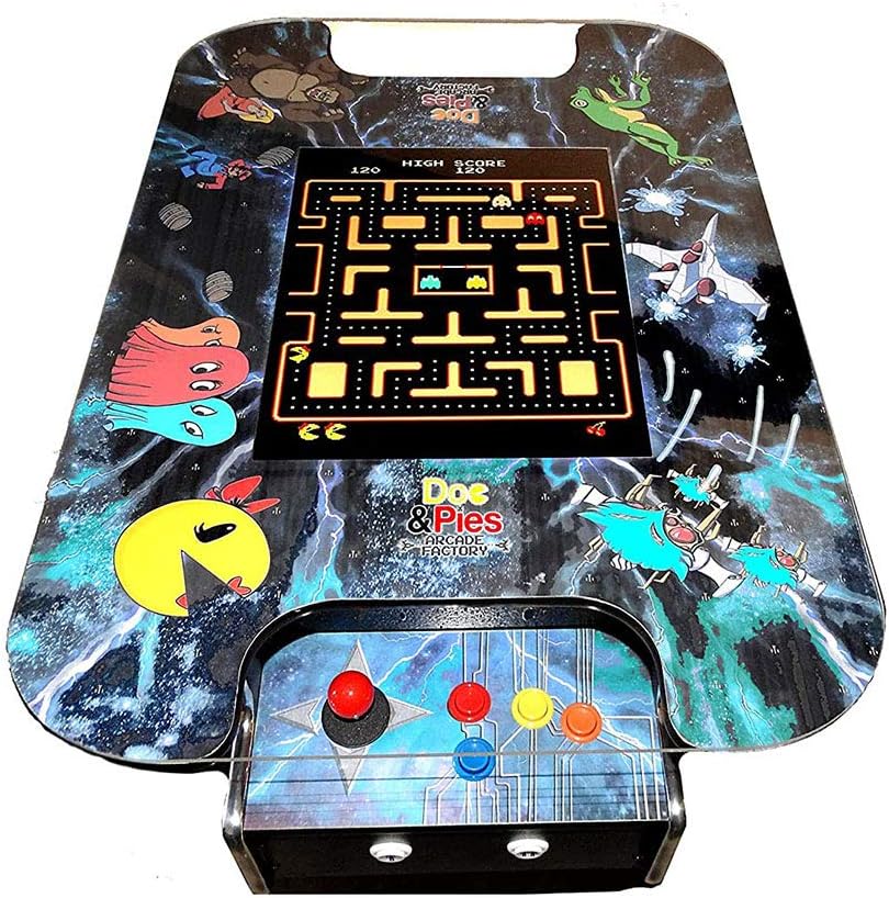 Doc and Pies Arcade Factory Cocktail Arcade Machine - 60 Retro Games - Full Size LCD Screen, Buttons and Joystick