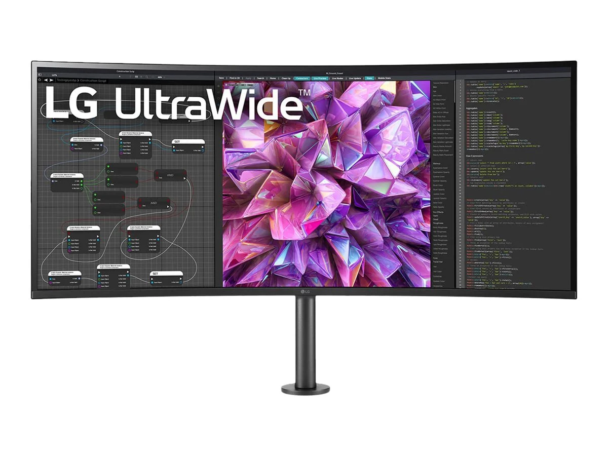 LG UltraWide 38BQ88C-W - LCD monitor - curved - 37.5" - 3840 x 1600 UWQHD+ @ 75 Hz - IPS - 300 cd/m������ - 1000:1 - HDR10 - 5 ms - 2xHDMI, DisplayPort, USB-C - speakers - black, white (back)