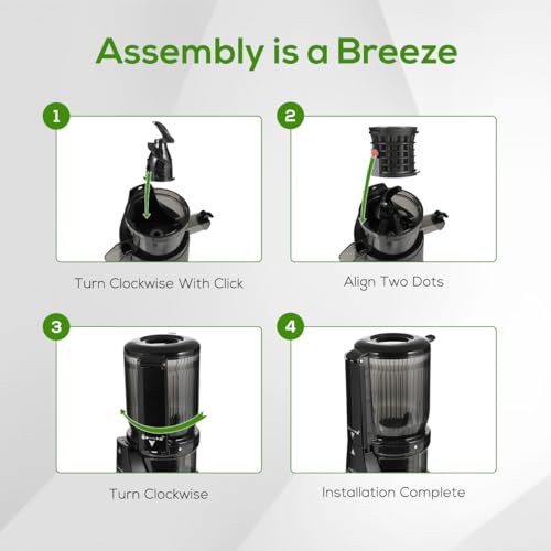 Cold Press Juicer,celiberry Slow Masticating Juicer Machines with 4.1"Large Feed Chute Fit Whole Vegetable and Fruit,Easy Clean Self Feeding Juice Extractor,Quiet Motor Juicer Machine