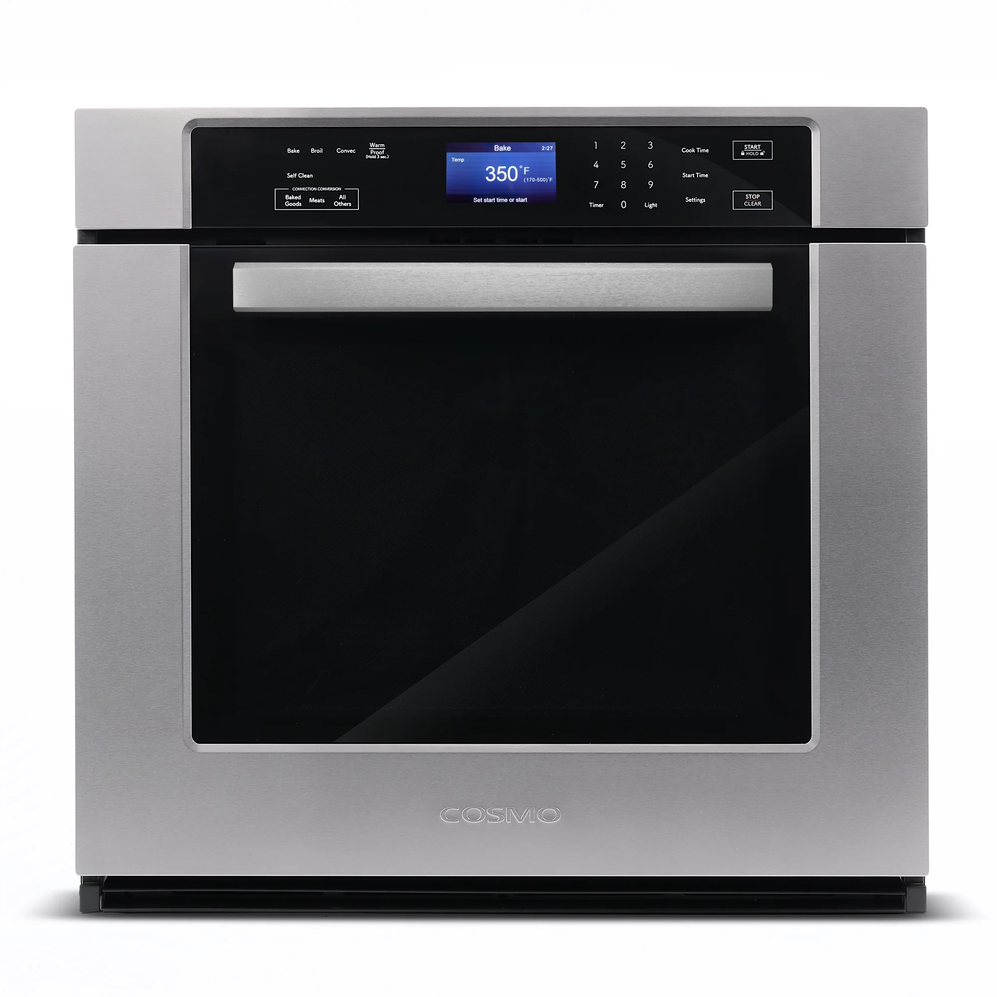 Cosmo 5 Piece Kitchen Appliance Package With 36" Electric Cooktop 30" Single Electric Wall Oven 24.4" Countertop Microwave French Door Refrigerator & 24" Built-in Fully Integrated Dishwasher