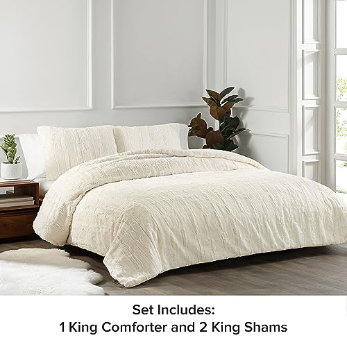 UGG 13711 Alondra Full-Queen 3-Piece Comforter Set Soft Cozy Bedding Faux Fur Comforter and Two Pillow Shams Luxury Blanket Set for Bedroom Accents, Full/Queen, Snow