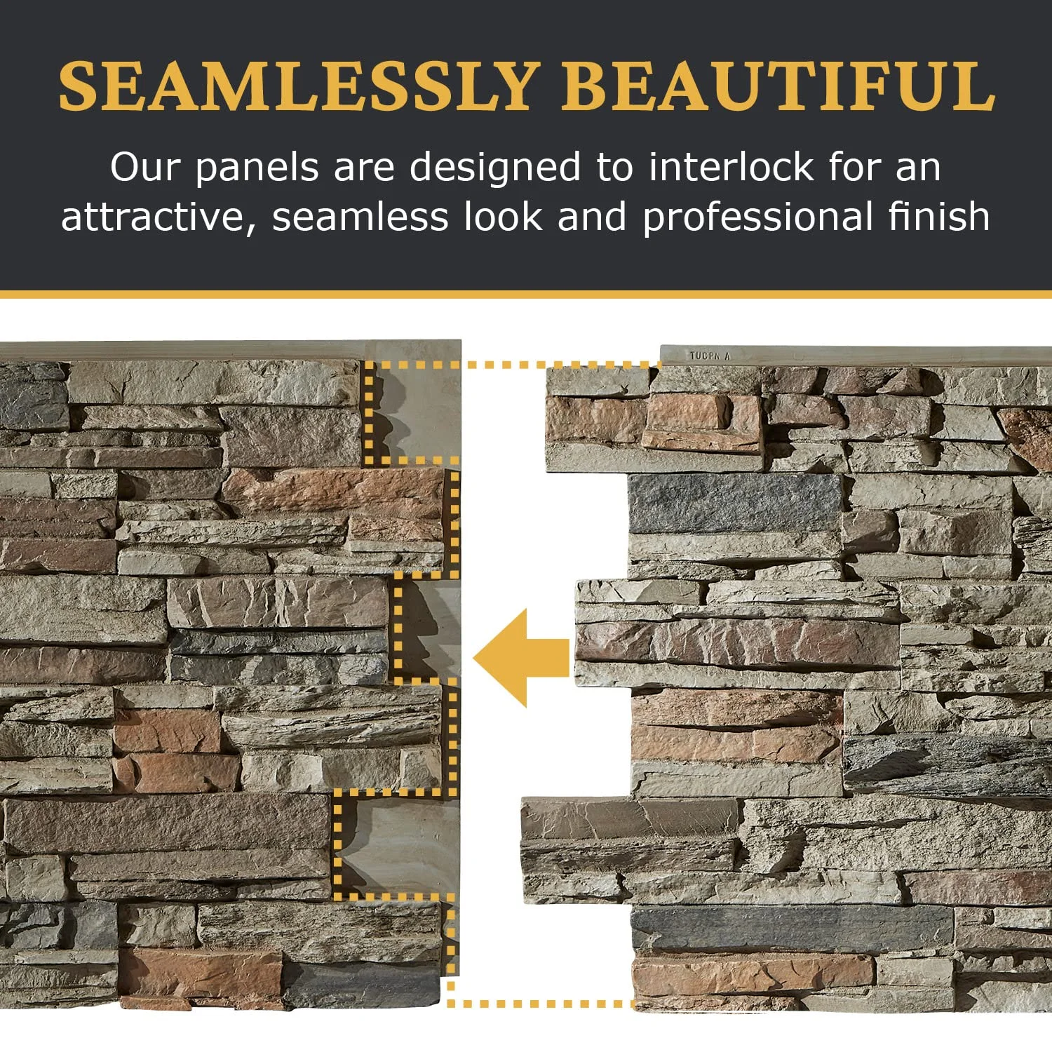 Faux Stacked Stone 3D Textured Wall Panel Sample | Sedona | 8"L x 8"H | Sample Size| Cambridge Gray