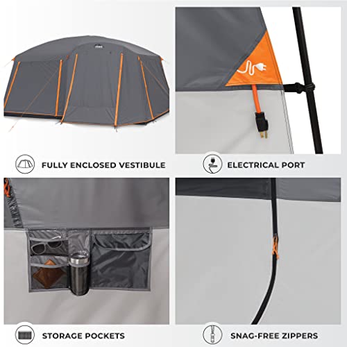 CORE Tent for Family Camping | 10 Person / 11 Person / 12 Person Large Multi Room Cabin Tents for Car Camping & Outdoor Adventures