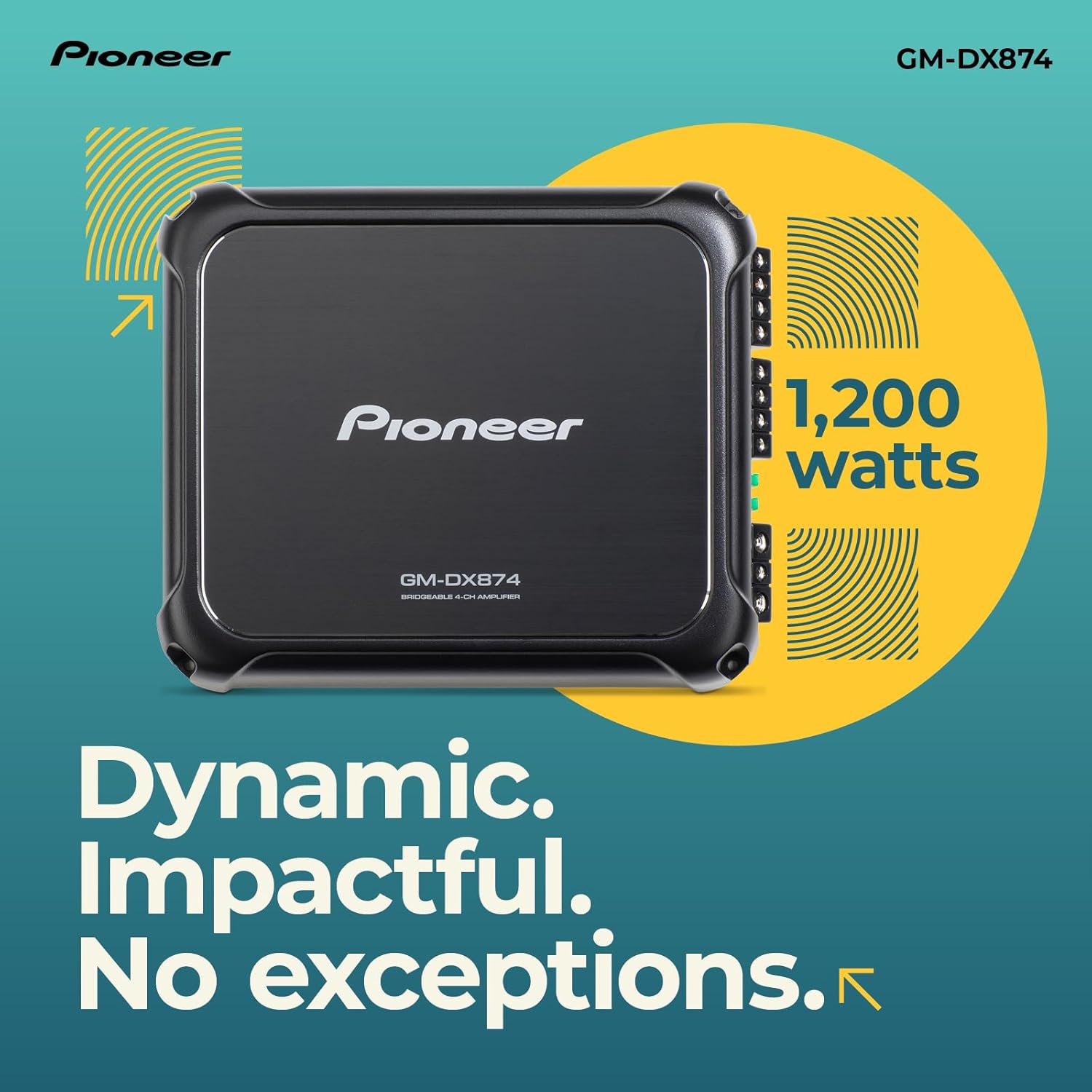Pioneer GM-DX874 4-Channel, Class D, 1200 W Max Power - Multi-Channel Amplifier